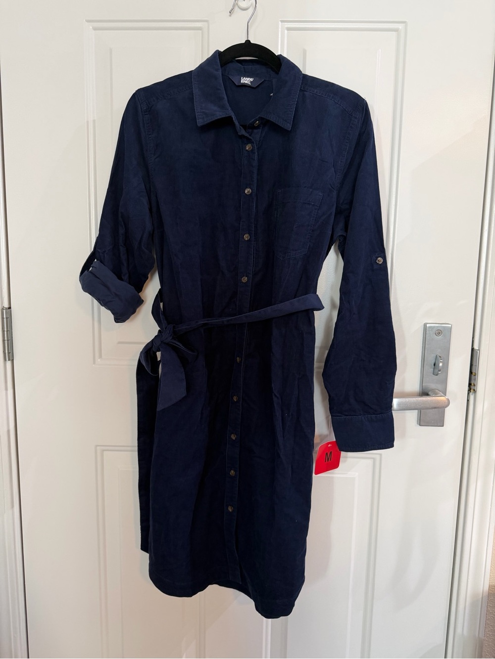 Lands End Corduroy Navy Dress with Pockets